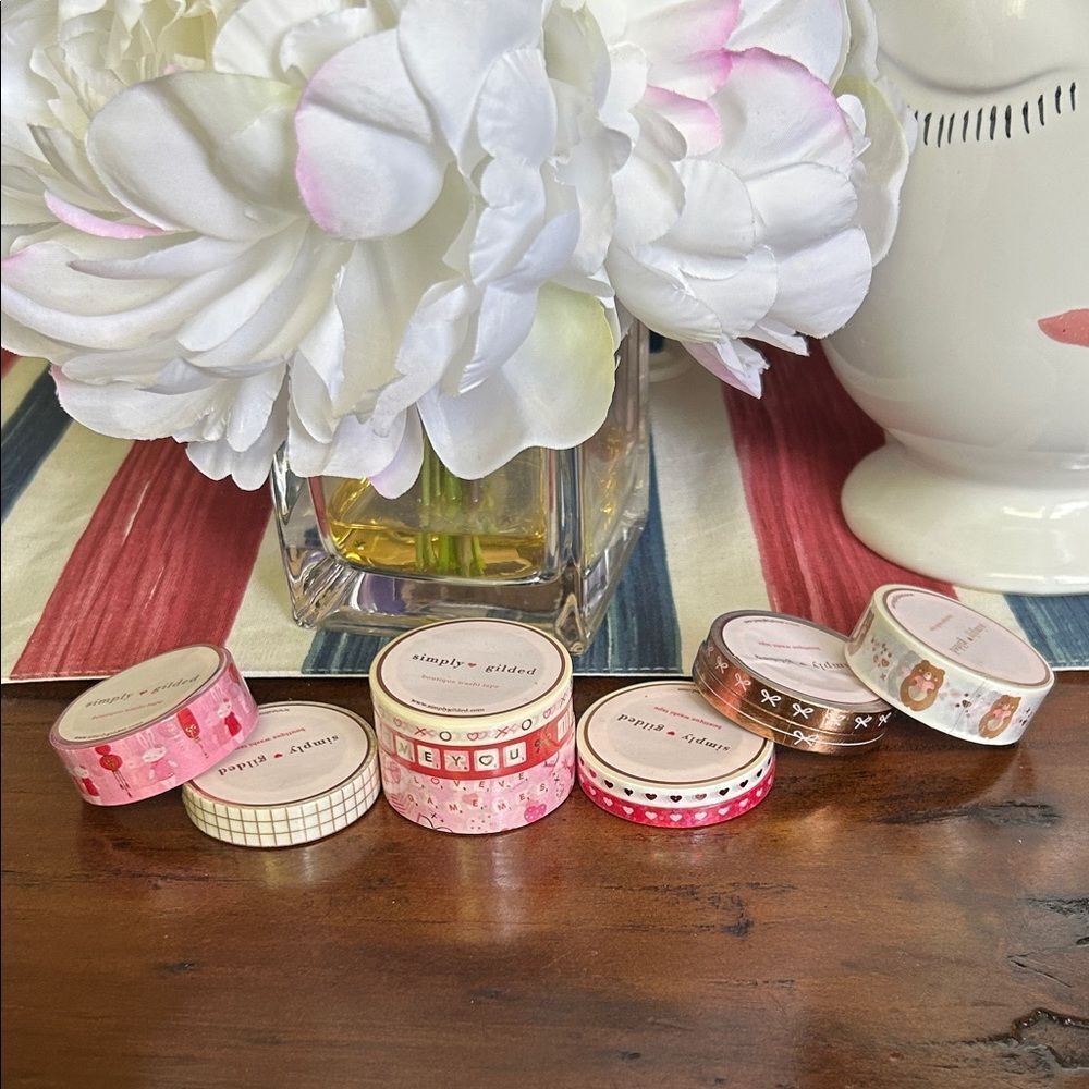 Simply Gilded 10 Washi tapes NEW pink and Red brown colors bundle